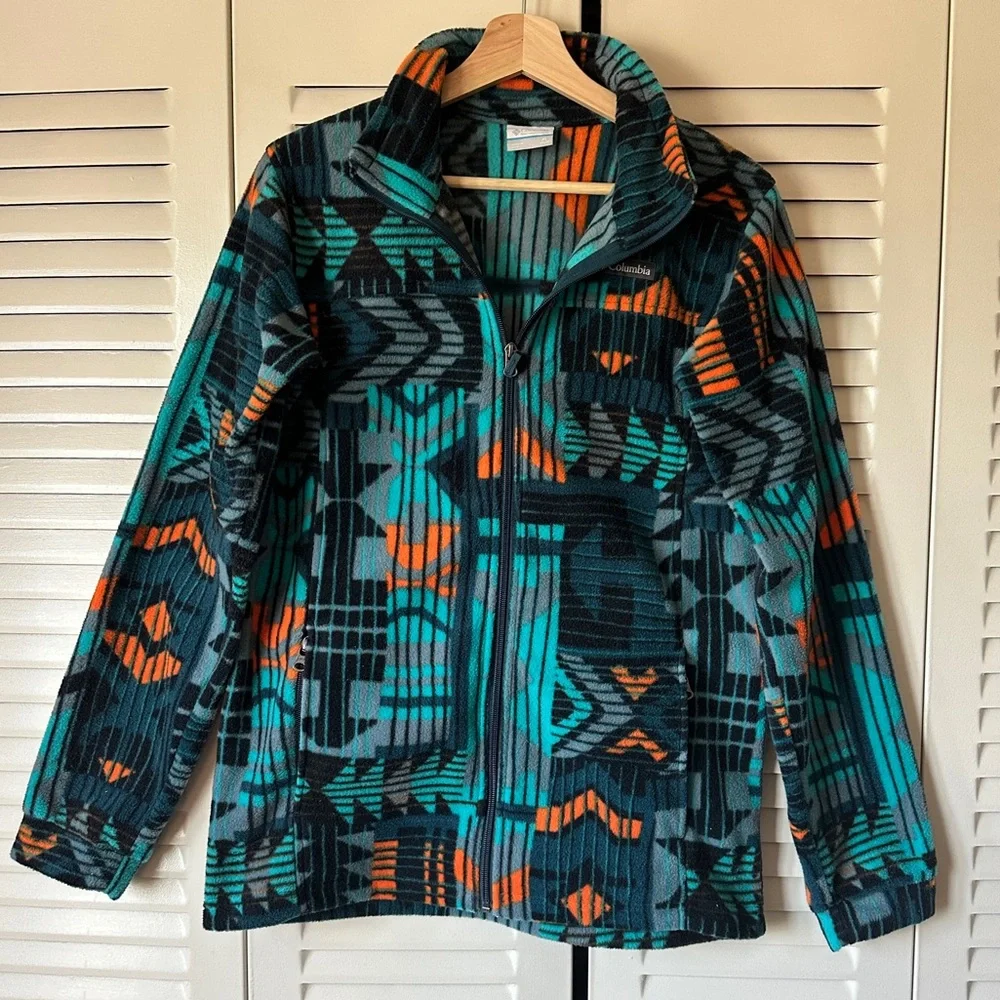 Columbia Teal and Orange Fleece Jacket